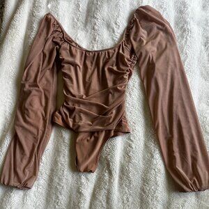 Brown Long Sleeve Bodysuit